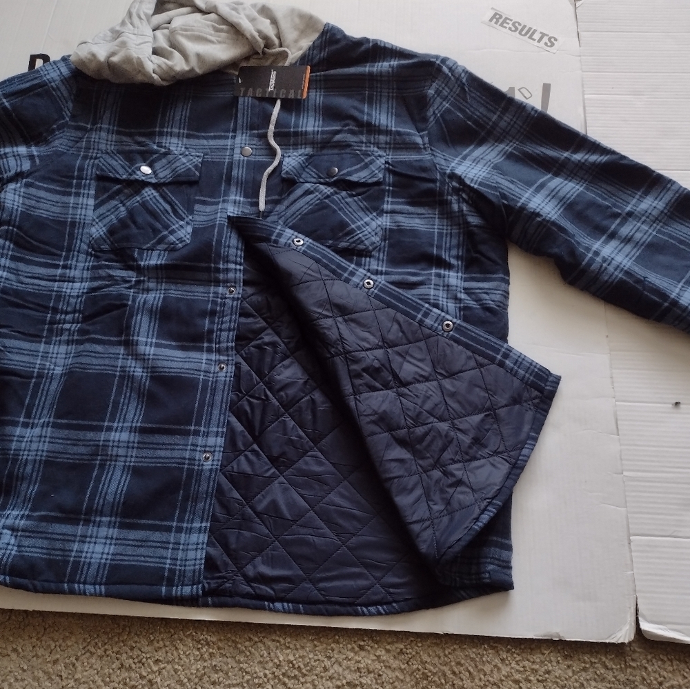 Tacvasen mens hooded shirt jacket thick plaid flannel shirt